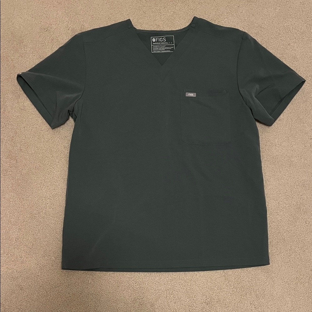 Figs Men's Deep Grey Scrub Top